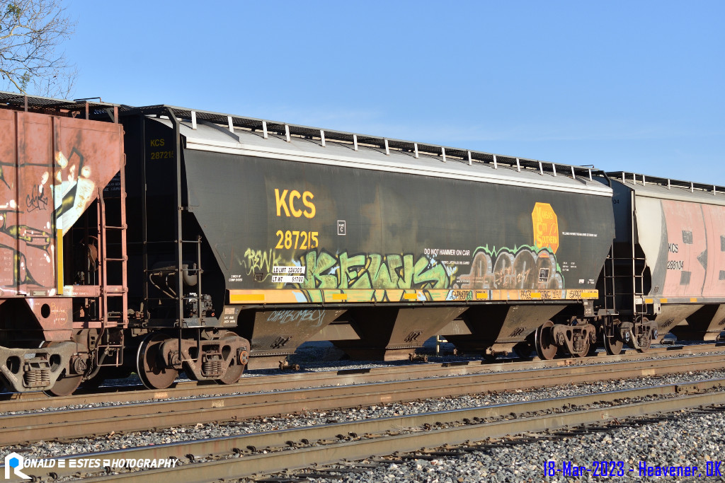 PRN2023030343_499 Kansas City Southern KCS 287215 Hopper Car 58' 0" LO C114 3 Bay Covered Cylindrical 5188cf BLT/NEW 05-2008